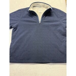 Orvis Mens XXL Blue Sweater 1/4 Zip Pullover Sherpa Lined Fly Tying Orvis Logo